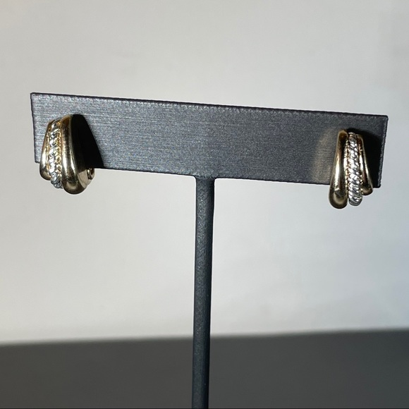 HMN Silver Gold Tone Clip On Twist Small Earrings - Picture 1 of 10
